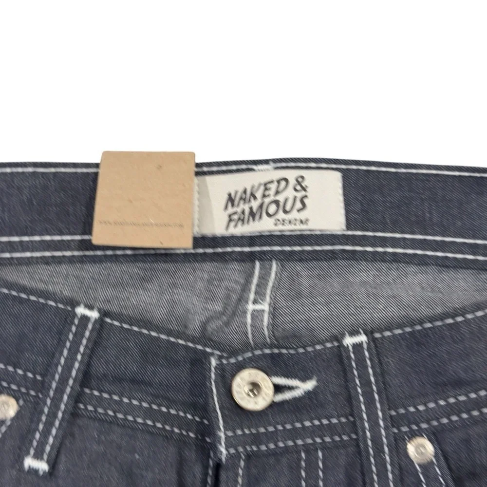 Naked & Famous NEW Mens 36 Weird Guy Japanese Selvedge Blue Jay Button Fly Jeans